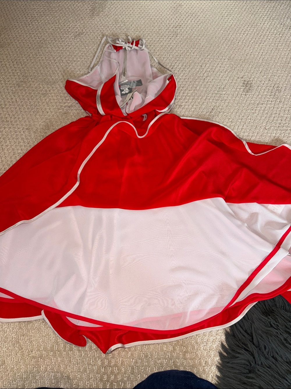 Anthropologie silk Red Mini Dress with Contrast Trim - Picture 10 of 11